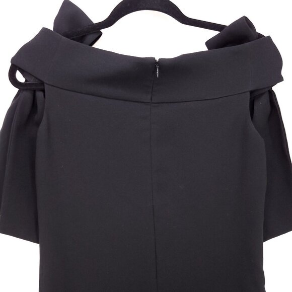 OVV Coktail Dress Black Mini Off Shoulder Big Bow Detail Classic Size Small - Picture 12 of 13